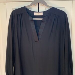 Amanda Uprichard split neck 100% silk Dress in black.
